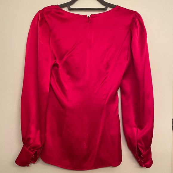 NWT cinq a sept 'Dorothea' silk raspberry blouse S - Picture 6 of 7